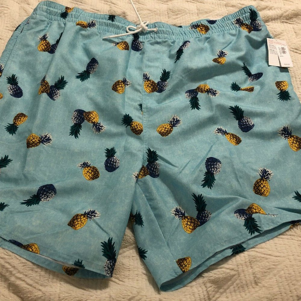 Old Navy Pineapple Printed Swim Trunks Men 8” 2X